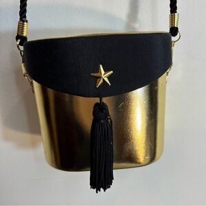 BOB MACKIE MINI Crossbody Gold and Black Tassel Accent Evening Designer Bag